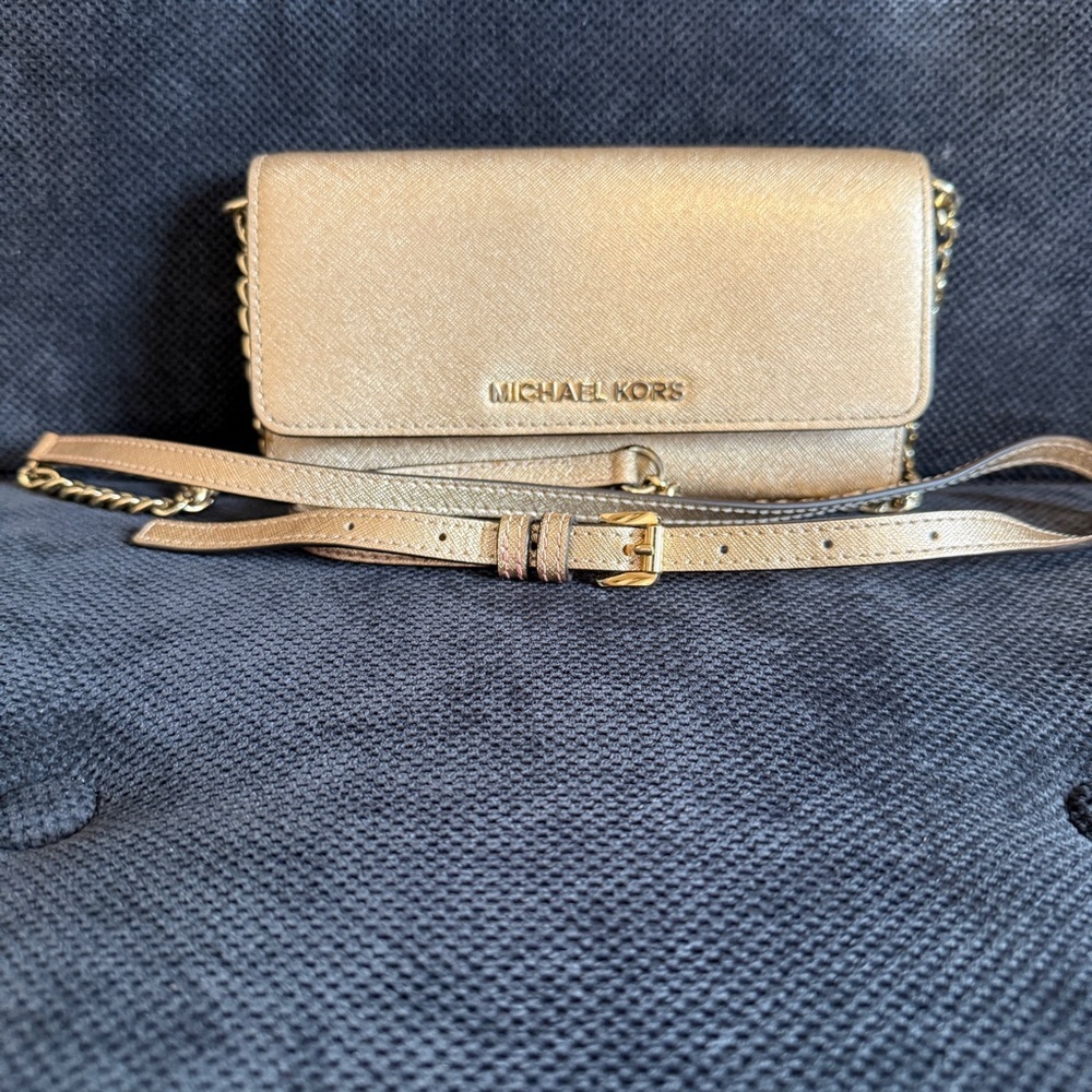 Michael Kors Gold Crossbody/Clutch For Formal Events.